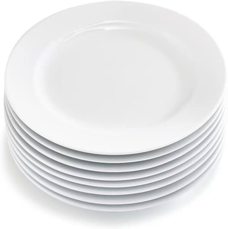 6 Piece Melamine Flat Plate for Serving Desserts and Meats White Color Easy to Store Durable Break Resistant Dishwasher Safe Multiple Sizes | Serving Plate for Meat and Desserts (7 Inch | 17.5 cm)