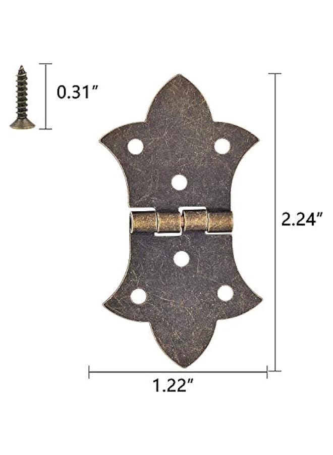Generic 40 Pieces Antique Box Decorative Hinges Bronze Engraving Design Metal Hinges - Jewelry Box Hardware for Vintage Wooden Cases, Toolbox, Jewelry Boxes, Cabinets, Gift Boxes, Wine Boxes (K57)  - Image 2