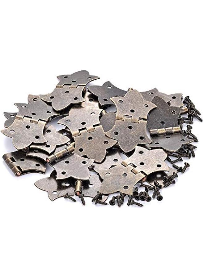 Generic 40 Pieces Antique Box Decorative Hinges Bronze Engraving Design Metal Hinges - Jewelry Box Hardware for Vintage Wooden Cases, Toolbox, Jewelry Boxes, Cabinets, Gift Boxes, Wine Boxes (K57)  - Image 5