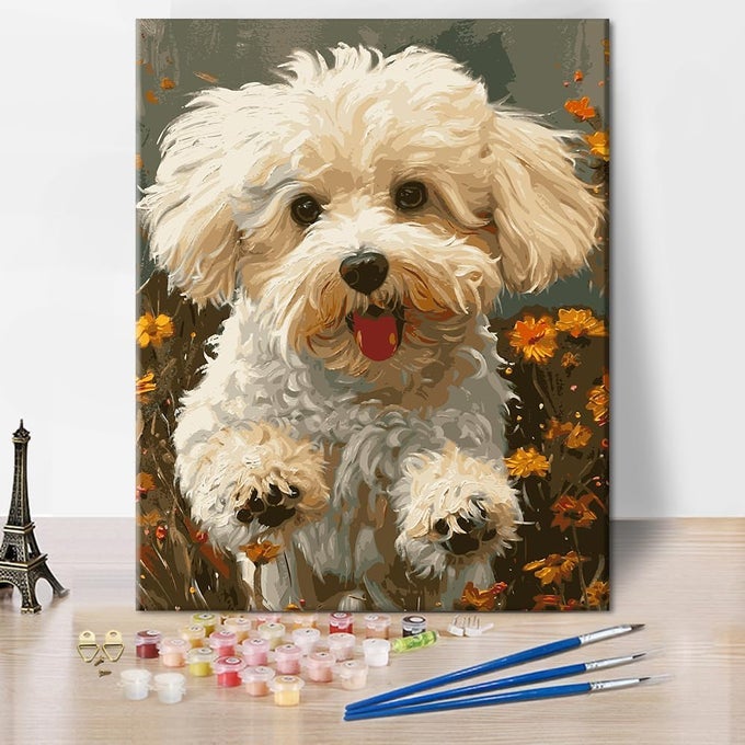 ANIMALS PAINT BY NUMBERS MODERN DOGS PAINTBYNUMBERS KITS DIY LOVELY ANIMALS DOG PAINTING NUMBERS GIFTS ADULTS BEGINNERS PAINT BY NUMBER ARTWORK FOR BEDROOM HOME WALL ART DECOR 16X20 IN