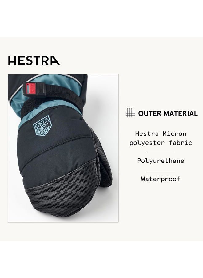 Hestra Kids' CZone Mitt (2-11 yrs), Waterproof, Windproof & Insulated Winter Mittens for Alpine Skiing & Cold Weather Play - Black/Petrol - 6 - Image 3