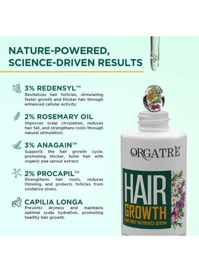 Orgatre Hair Growth Serum for scalp - 50ml | 3% Redensyl, 4% Anagain, 3% Procapil, 1% Capilia Longa & Rosemary Oil | Scalp Treatment & Hair Tonic for Men & Women | Effective Hair Regrowth Formula - Image 3