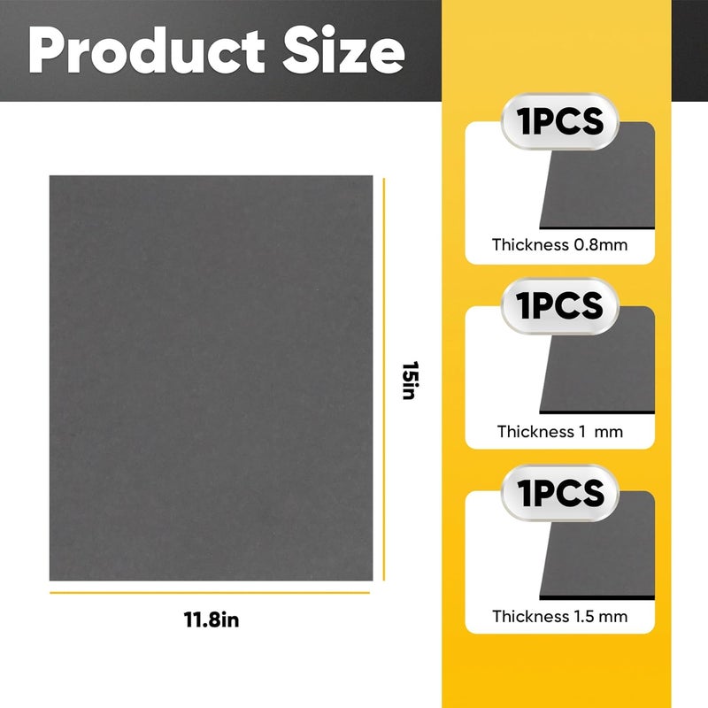 Terixe 3 Pack 15"x11.8"Non Asbestos Gaskets Materials Sheet Set – High Temp Gasket Material for DIY Exhaust Gasket Maker, Engine Gaskets, Oil Diesel Gasoline Seal Repair, 0.8mm, 1mm, and 1.2mm - Image 3
