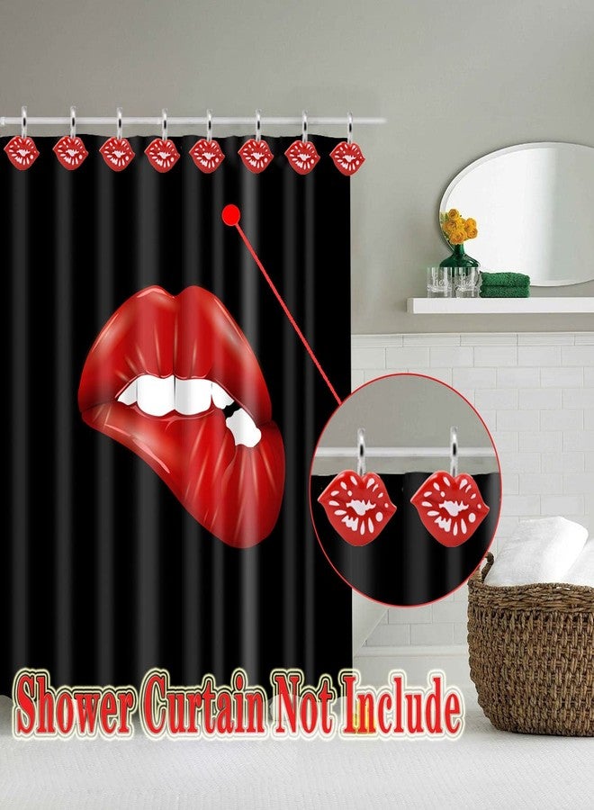CandyGrid خطافات ستارة حمام CandyGrid لعيد الأم وعيد الحب، طقم خطافات ستارة حمام باللونين الأحمر والأبيض، خطافات ستارة حمام مزخرفة ومضحكة، ديكور حمام لعيد الميلاد، خطافات معدنية مقاومة للصدأ، 12 قطعة - Image 3