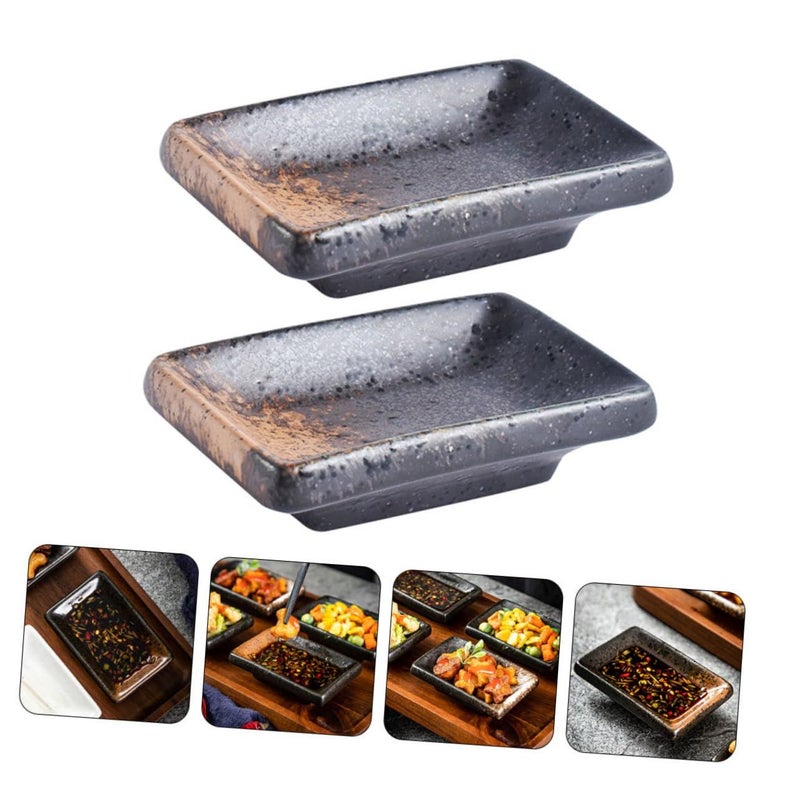 Japanese Soy Sauce Dish Set of 2 Small Dipping Plates For Home Kitchen And Restaurant - Image 5