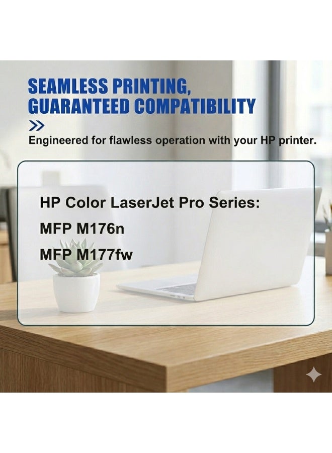 مجموعة من 4 خراطيش حبر متوافقة مع HP 130A CF350A CF351A CF352A CF353A تعمل مع طابعة HP Color LaserJet Pro MFP M176n M177fw - حبر عالي الجودة غير OEM - Image 2