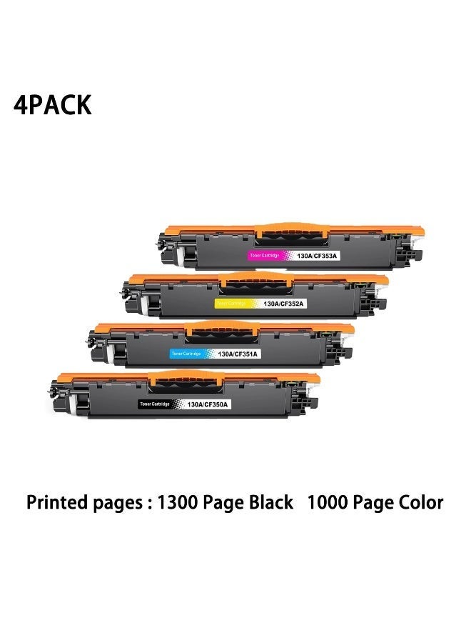 خراطيش حبر متوافقة 130A CF350A بديلة، للاستخدام مع طابعات Color LaserJet Pro MFP M176n M177fw (عبوة من 4، CMYK، أسود/سماوي/أرجواني/أصفر) - Image 1