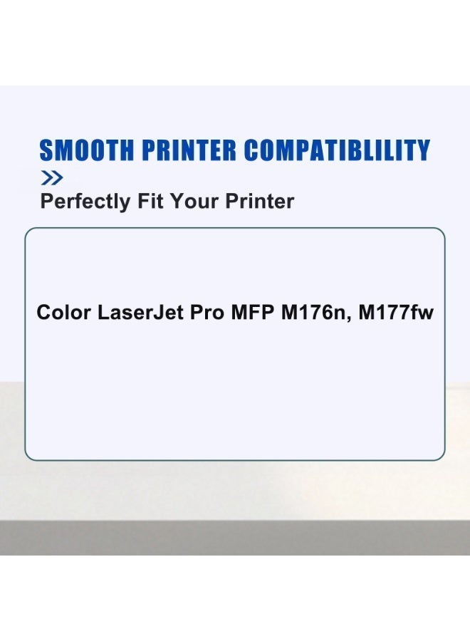 خراطيش حبر متوافقة 130A CF350A بديلة، للاستخدام مع طابعات Color LaserJet Pro MFP M176n M177fw (عبوة من 4، CMYK، أسود/سماوي/أرجواني/أصفر) - Image 3