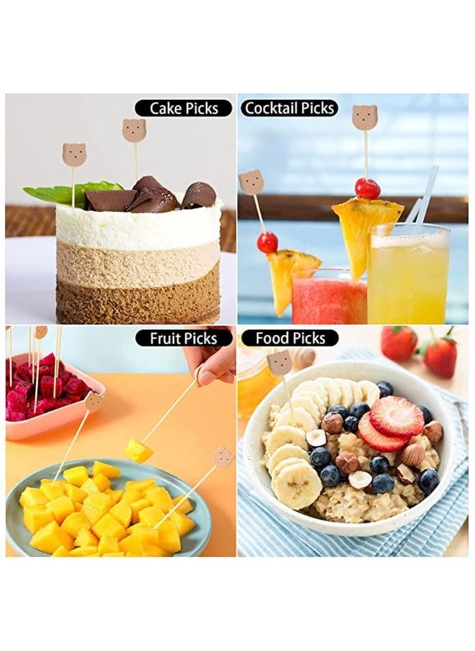 SYOSI - Fruit Toothpick, 100Pcs Handmade Bamboo Skewer Cute Bear Food Picks Party Frilled Toothpicks for Appetizer Fruits Dessert, Sandwich Decoration Bamboo Sticks Disposable Bamboo Sticks Fruit Sticks - Image 1
