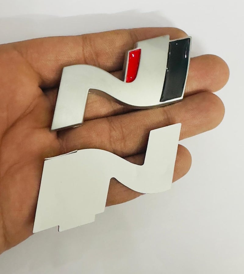 AUTO MT Silver Rear N Line Logo 3cmx6cm Car Bike Metal Logo Car Emblem 3D Badge Auto Racing Sport Sticker Grand Tourer Decal Decortaive Sticker-1 Piece - Image 1