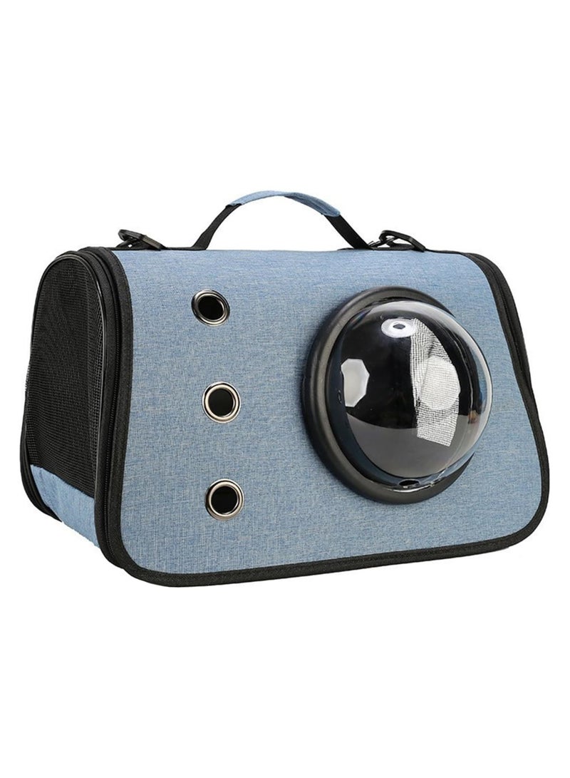 Generic Cat Carrier - Portable Travel Handbag with Bubble Window and Shoulder Strap - Ensures Comfortable Transportation for Your Feline Companion (Light Blue) - Image 1