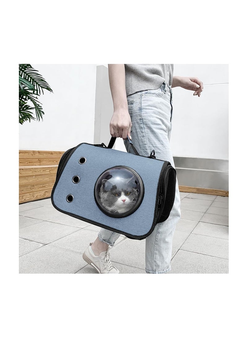 Generic Cat Carrier - Portable Travel Handbag with Bubble Window and Shoulder Strap - Ensures Comfortable Transportation for Your Feline Companion (Light Blue) - Image 3