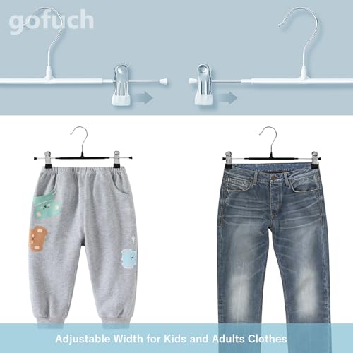 gofuch Pants Hangers with Clips - 20 Pack Heavy Duty, Non-Slip Adjustable Space Saving Skirt Hangers for Pants, Jeans, Shorts | Black | 12 Inch - Image 3