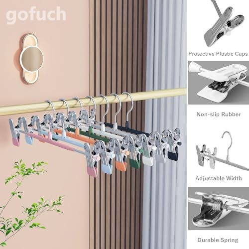 gofuch Pants Hangers with Clips - 20 Pack Heavy Duty, Non-Slip Adjustable Space Saving Skirt Hangers for Pants, Jeans, Shorts | Black | 12 Inch - Image 4