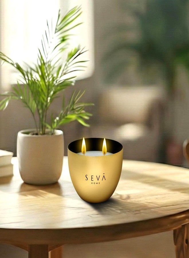 SEVA HOME Heirloom Mini Scented Candles Gift Set (Set of 2) | 20-Hour Burn Each | Natural Soy Wax | Gold & Rosegold Metal Jars | Home Decor & Luxury Gifting - Image 2
