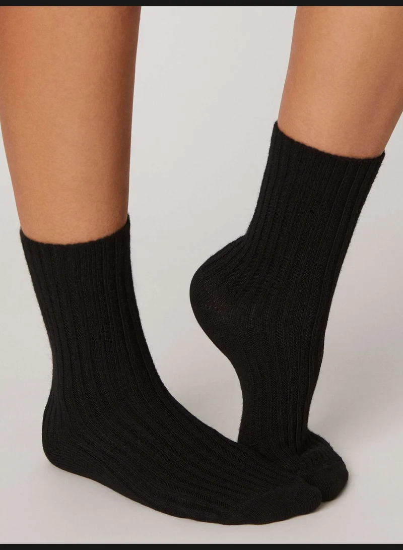oysho Medium ribbed wool and cashmere socks