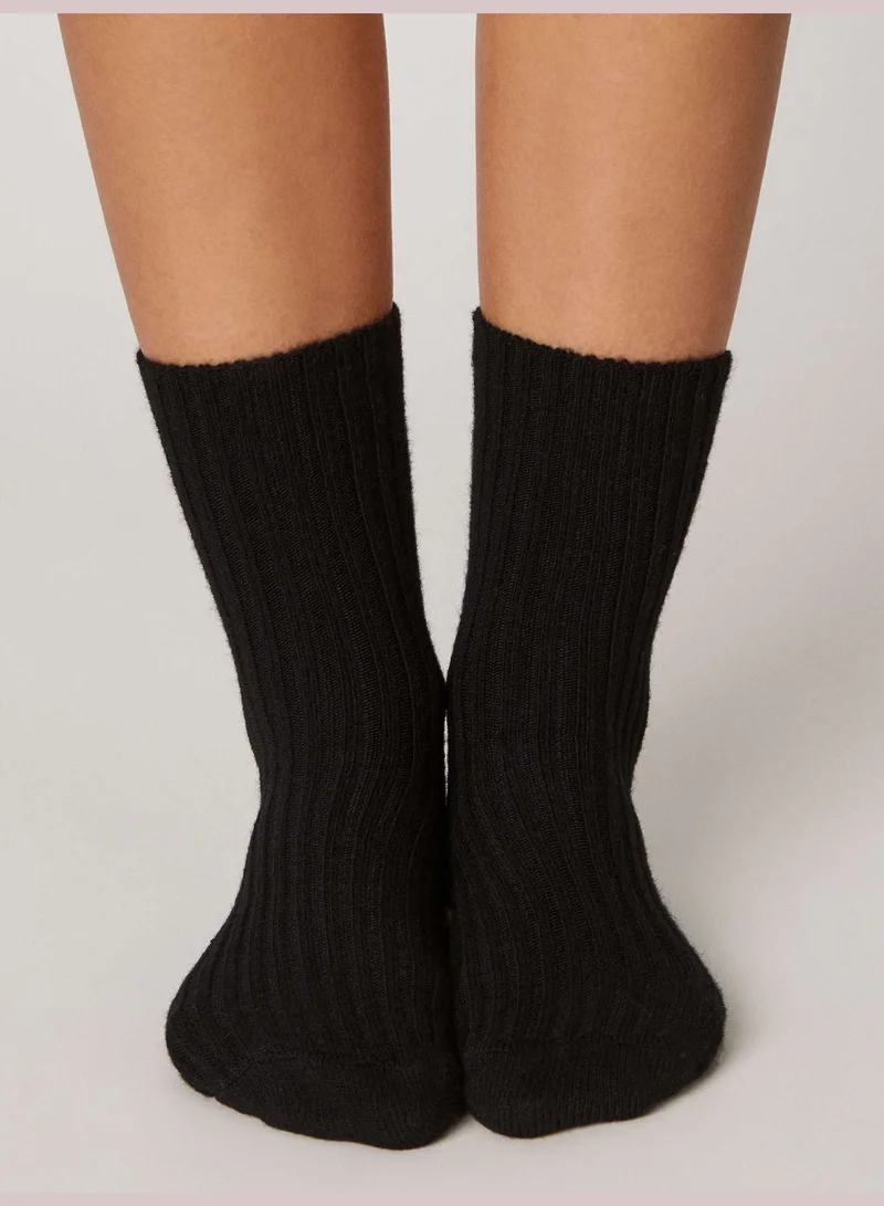 oysho Medium ribbed wool and cashmere socks