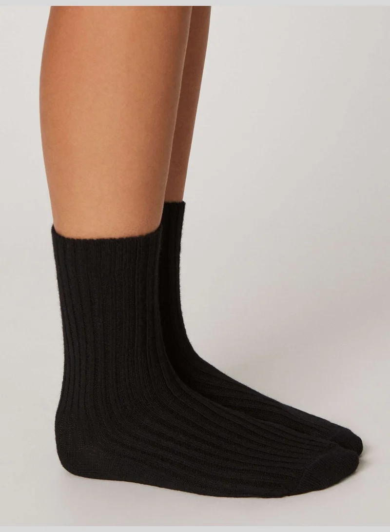 oysho Medium ribbed wool and cashmere socks