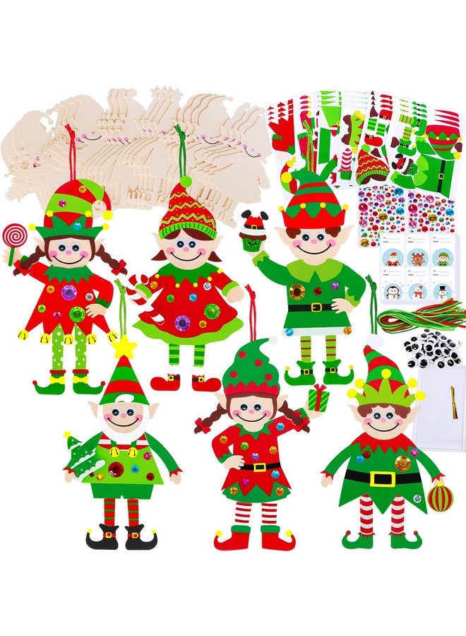 وينلين 24 مجموعة من أدوات الحرف اليدوية لعيد الميلاد، الحرف اليدوية الشتوية، مساعد سانتا، زينة الجن، مجموعات فنية، ملصقات إسفنجية لعيد الميلاد على شكل جن، للأطفال، أنشطة منزلية احتفالية، هدايا الحفلات - Image 1