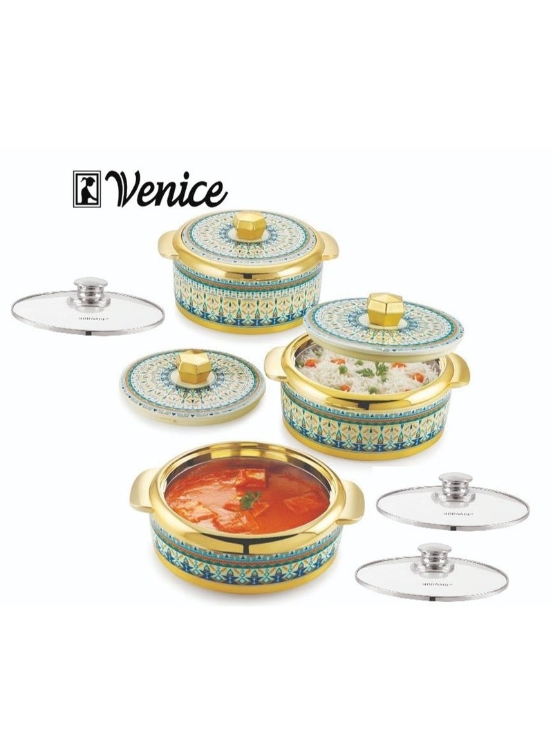 Modware Venice Marhaba Insulated Casserole Set 2500ml, 3500ml, 4000ml - Keeps Food Warm For Hoursl Made In India