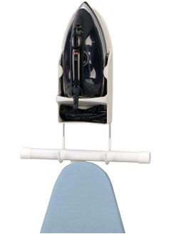 Household Essentials Household Essentials 166-1 Iron Wall Mount with Attached Ironing Board Hooks,White  - Image 2