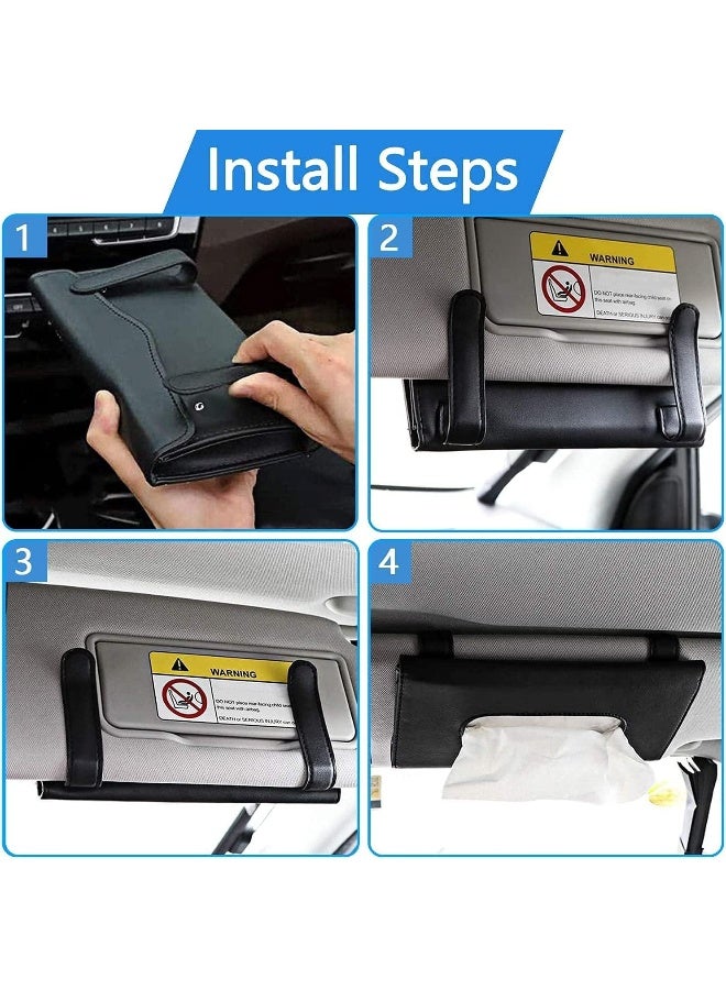 ECVV علبة مناديل ECVV لحاجب السيارة، موزع مناديل ورقية، غطاء علبة مناديل ورقية، حامل منظم للمناديل - Image 3