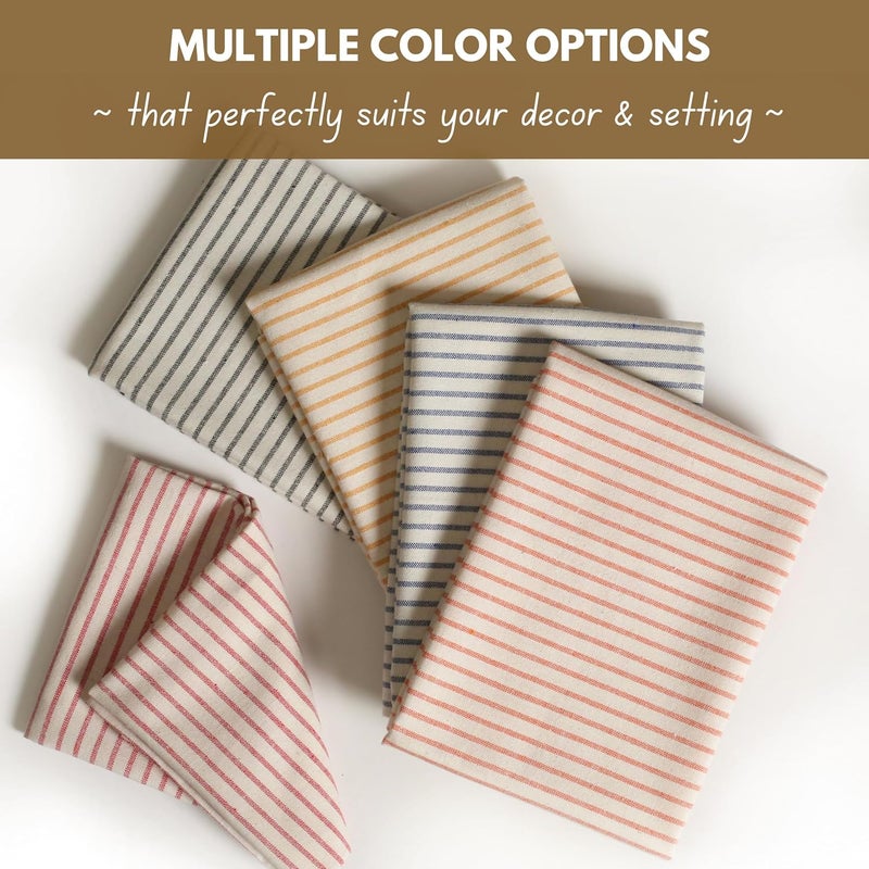 Native Fab Cloth Napkins 18x18 inches 100 Cotton Vintage Stripped Dinner Napkins Set of 12 Soft Breathable Absorbent Machine Washable Cloth Napkins Black Beige - Image 5