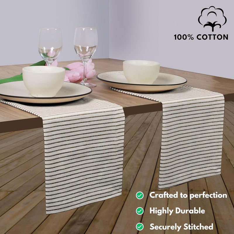 Native Fab Cloth Napkins 18x18 inches 100 Cotton Vintage Stripped Dinner Napkins Set of 12 Soft Breathable Absorbent Machine Washable Cloth Napkins Black Beige - Image 3