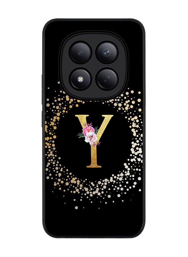 For Xiaomi Redmi Note 15 Pro 4G Case,Slim fit Camera Protection, Shockproof Thin Phone cover  - Custom Monogram Floral - Y ( Black )