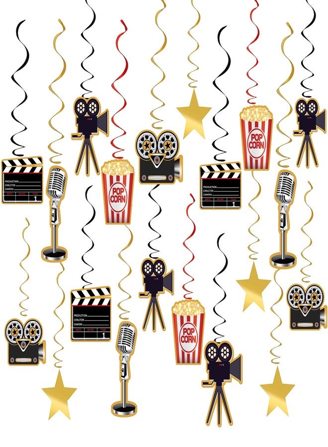 CHengQiSM 30Pcs Movie Night Party Supplies Hanging Decorations, Movie Theme Party Decorations, Movie Night Decorations Birthday Party Movie Night Party Decorations Kit Hanging Swirls Party Supplies - Image 1