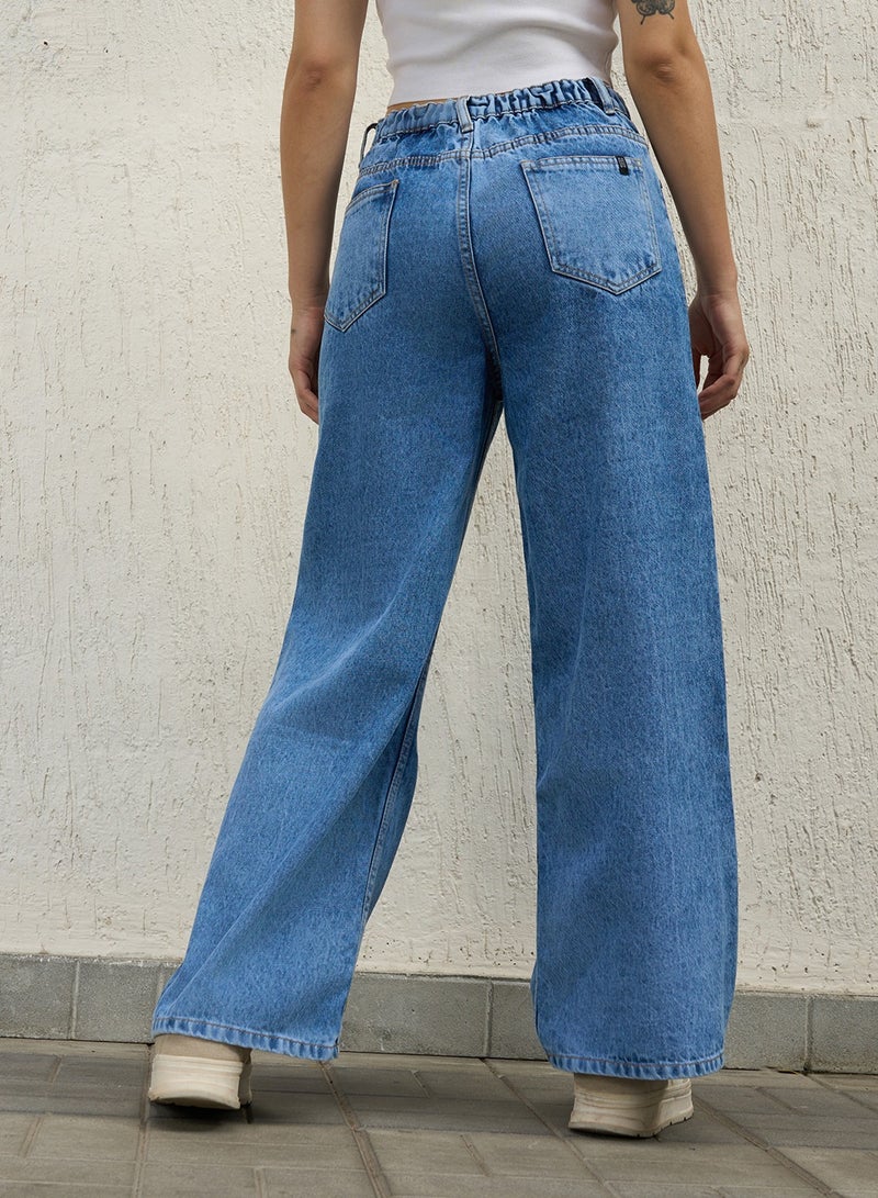 Hubberholme Baggy Jeans for Women - Indigo High-Rise Distressed  - Image 3
