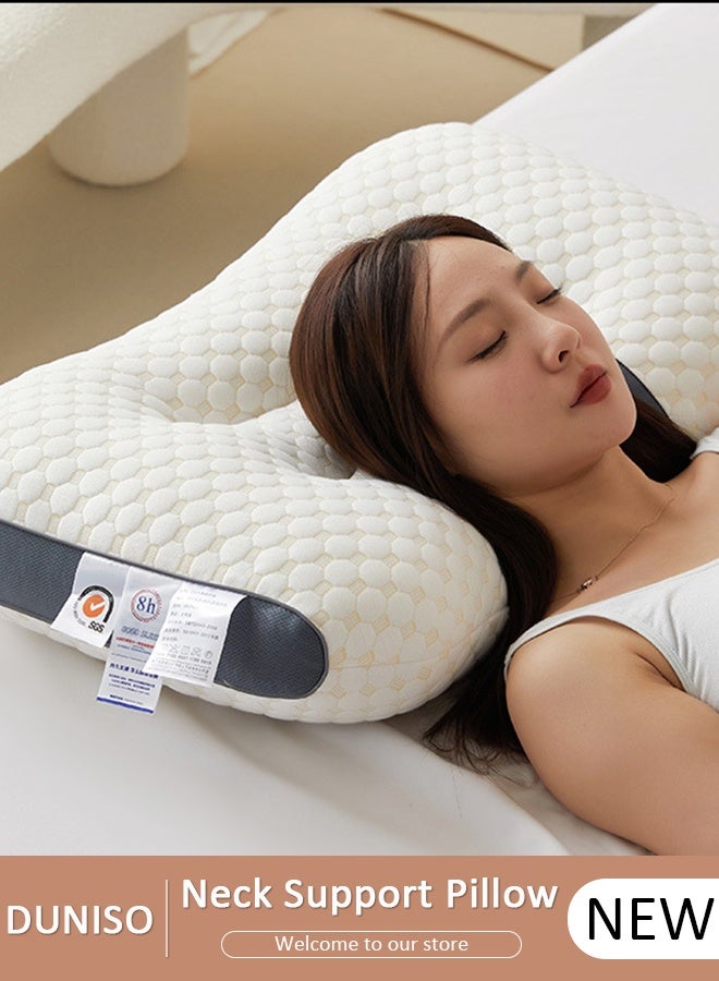 DUNISO Super Comfort Ergonomic Pillow for Neck Head and Shoulder Pain Relief Contour Support Pillows for Bed Sleeping Orthopedic Cervical Spine Stretch Pillow for Side Back Stomach Sleeper - Image 1