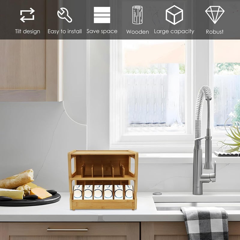 windforgecraft Cat Food Organizer, Cat Food Cans Storage Organizer, Wet Cat Food Storage Shelf, Cat Food Can Organizer, Cat Food Can Holder, Stackable Wood Can Storage for Fridge,Cabinet,Kitchen - Image 2