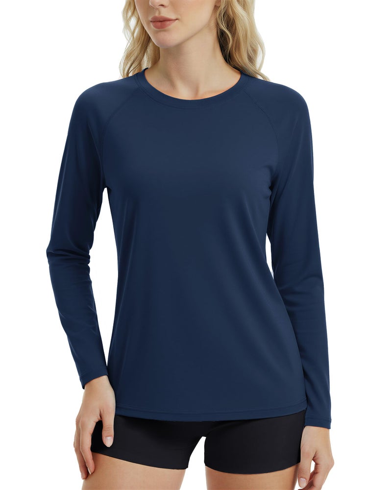 Boladeci Swim Shirt Women Rash Guard Long Sleeve UPF 50+ UV Sun Protection Workout Tops Quick Dry SPF Navy Blue S - Image 1