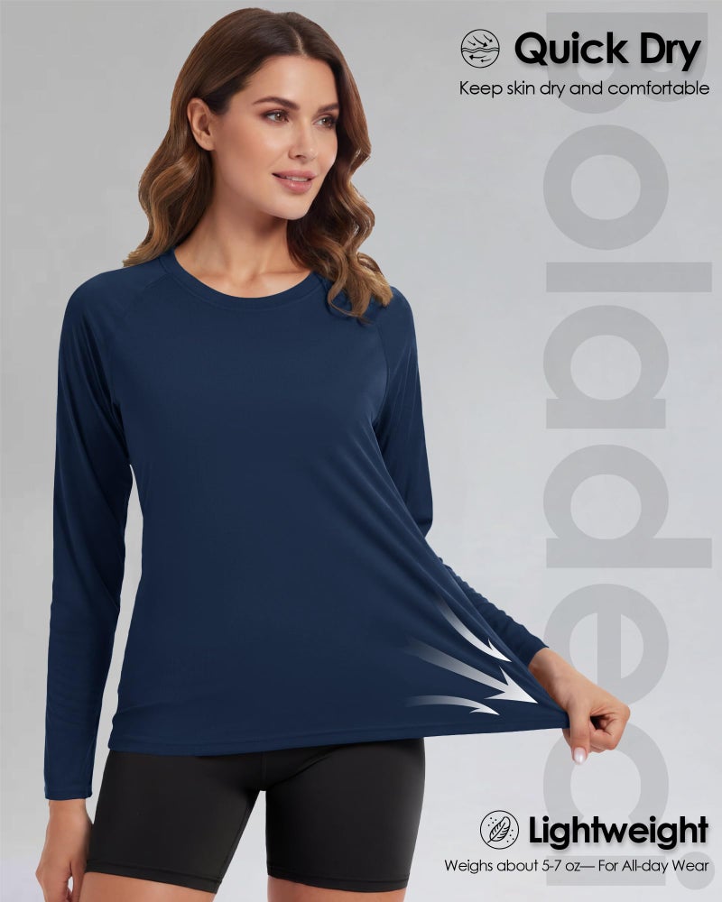 Boladeci Swim Shirt Women Rash Guard Long Sleeve UPF 50+ UV Sun Protection Workout Tops Quick Dry SPF Navy Blue S - Image 4