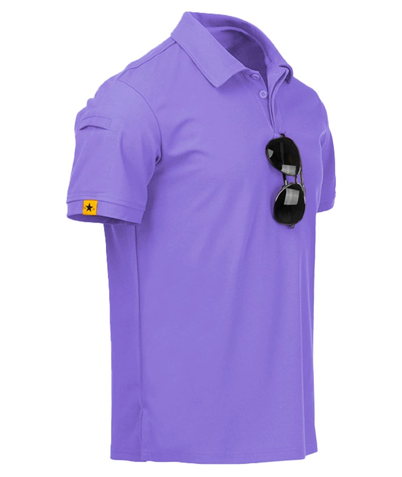 ZITY Mens Polo Shirt Short Sleeve Sports Tactical T-Shirt Athletic Golf Polos Daily Casual Stylish Collared Shirts for Men Purple Medium - Image 1