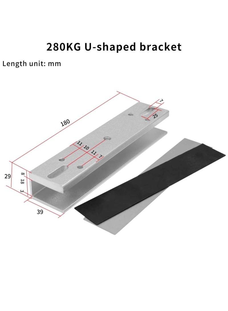 GOMETY Aluminum Alloy U-Shape Bracket for 280kg/600lbs Magnetic Lock Frameless Glass Door - Image 3