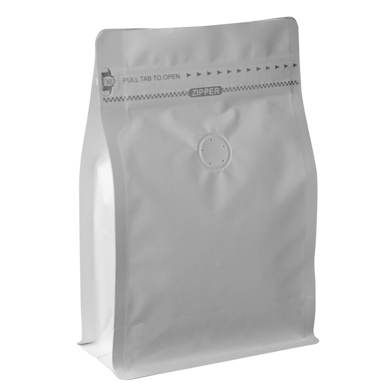 Felipack 100 Count 8 Ounces White Kraft Paper Coffee Bags High Barrier Aluminium Foil Liner Flat Bottom Coffee Pouches with Degassing Valve Resealable Zipper Easy Open Tape