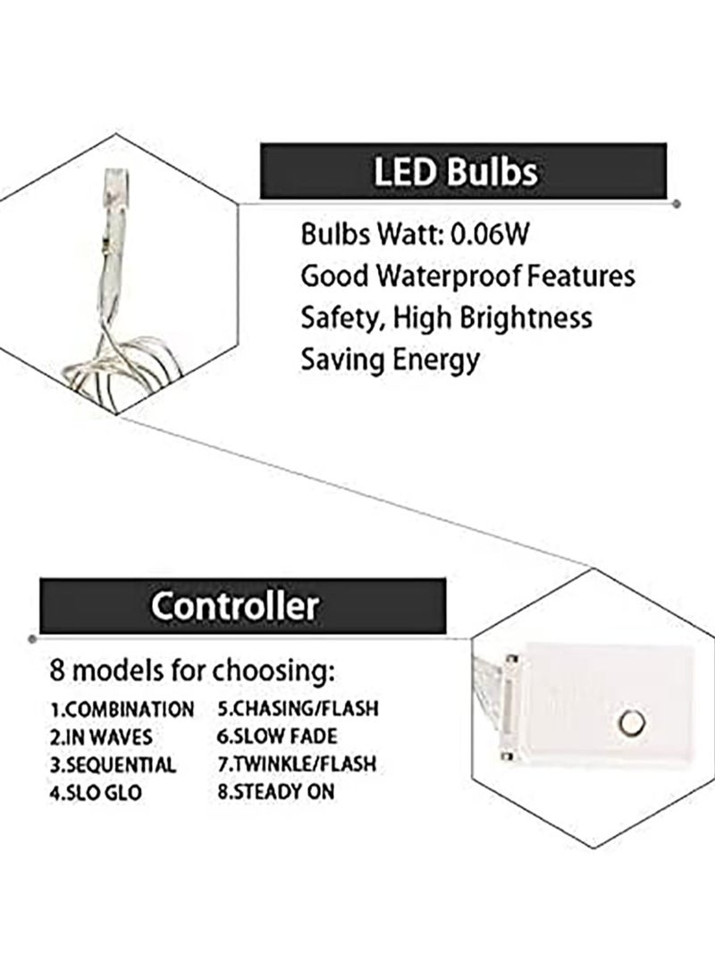 TAPIT - LED Curtain Lights 13ft/4M 96 LED Snowflake Curtain String Lights Plug-in Memory Window Curtain Lights with 8 Modes Decoration for Christmas Wedding Party Wall Home Decorations (Warm White Battery Powered) - Image 1