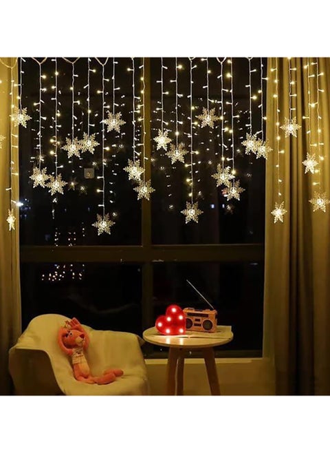 LED Curtain Lights 13ft/4M 96 LED Snowflake Curtain String Lights Plug-in Memory Window Curtain Lights with 8 Modes Decoration for Christmas Wedding Party Wall Home Decorations (Warm White Battery Powered)