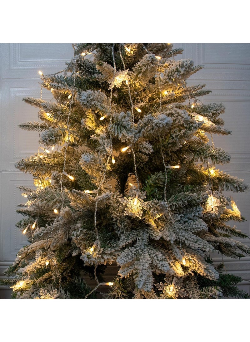 TAPIT - LED Curtain Lights 13ft/4M 96 LED Snowflake Curtain String Lights Plug-in Memory Window Curtain Lights with 8 Modes Decoration for Christmas Wedding Party Wall Home Decorations (Warm White Battery Powered) - Image 1