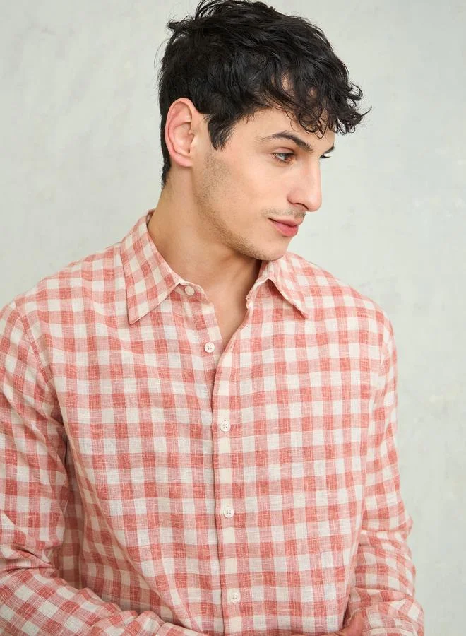 SASSAFRAS Sassafras Pink Checked Relaxed Fit Shirt