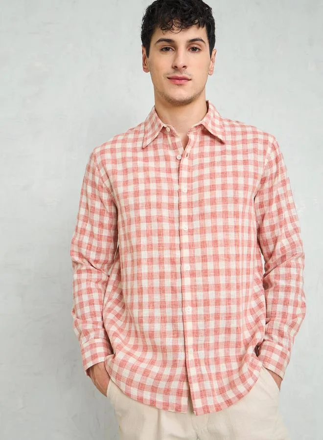 ساسافراس قميص بقصة مريحة وطبعة مربعات