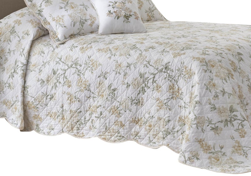 Nostalgia Home Nostalgia Home 1C20143 Machine Washable Juliette Floral Queen Size Bedspread Multicolored White 