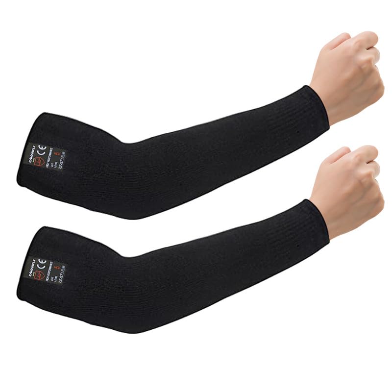 CAWANFLY Protective Arm Sleeves, Cut Heat Resistant Arm Protectors Anti Abrasion Safety Armband for Garden Kitchen Work 1 Pair, 15.7" (Black,Medium) - Image 1