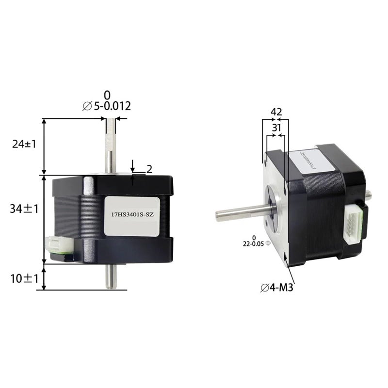 Nema17 Stepper Motor 28Ncm 1 3A 2 Phase 4 Leads 1 8 Degree 17HS3401S SZ 1pcs - Image 4