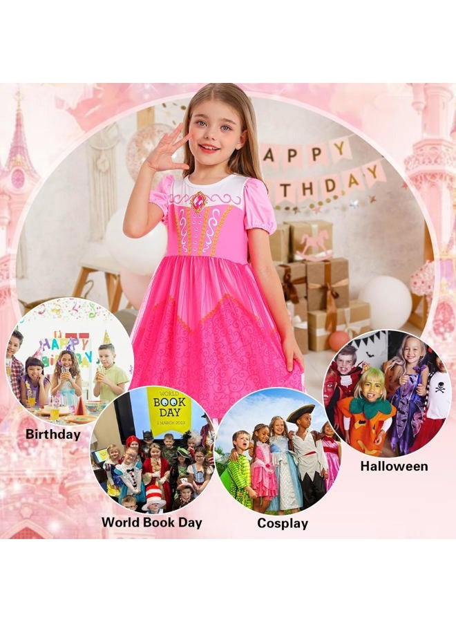 Benylion Princess Dress for Girls Halloween Cosplay Outfits Princess Costume Birthday Gift Fancy Party Dress, Pink, 3-4 years - Image 5