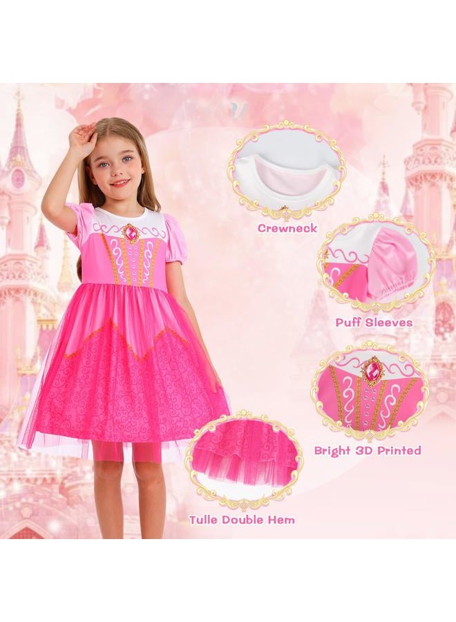 Benylion Princess Dress for Girls Halloween Cosplay Outfits Princess Costume Birthday Gift Fancy Party Dress, Pink, 3-4 years - Image 4