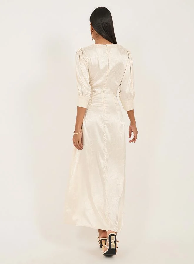 Styli Floral Jacquard Dress