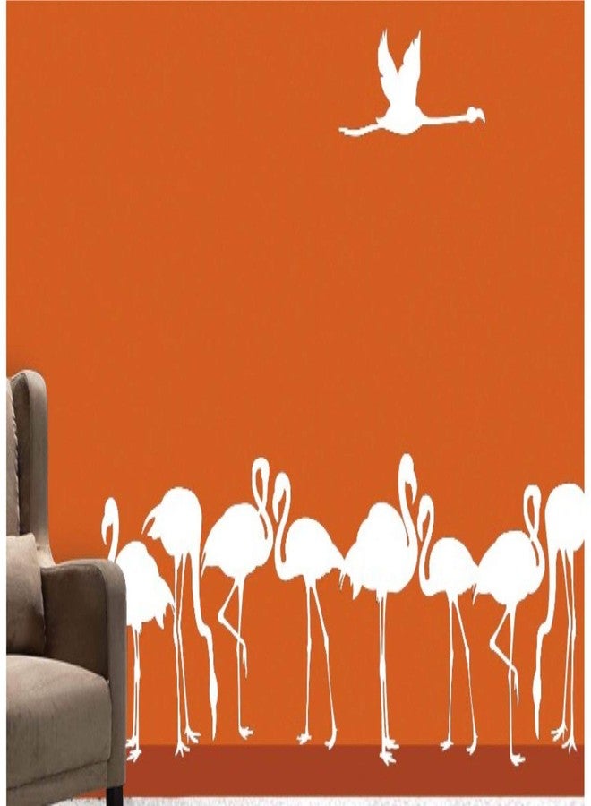 Asmi Collections White Flamingo Swan Birds Wall Stickers - Image 1